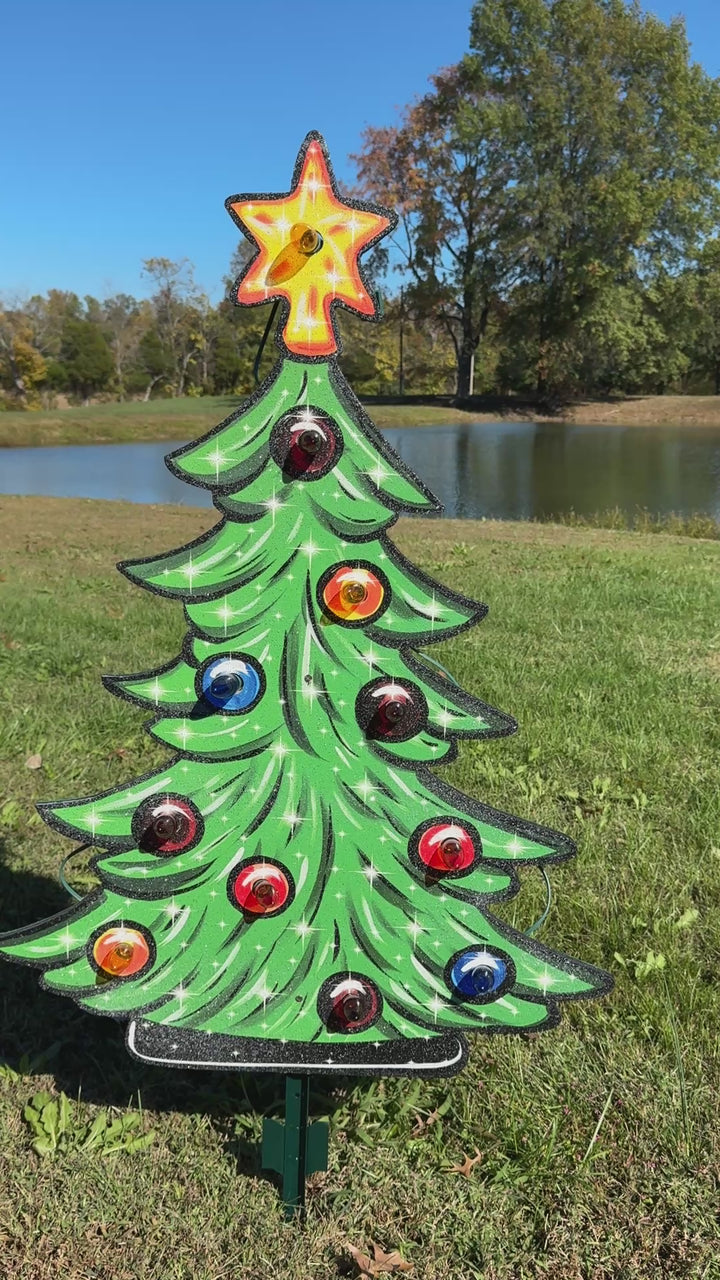 Custom Christmas Yard Decorations – Personalized Tree with Gift Boxes & Candy Canes