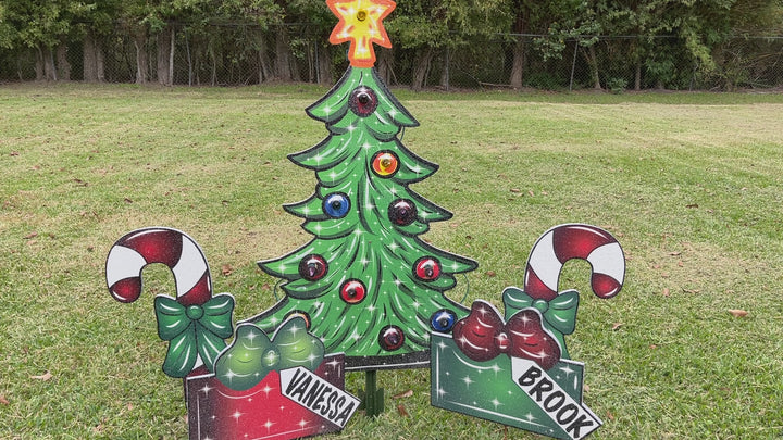 Small Lighted Christmas Tree Yard Art Personalized Christmas Presents