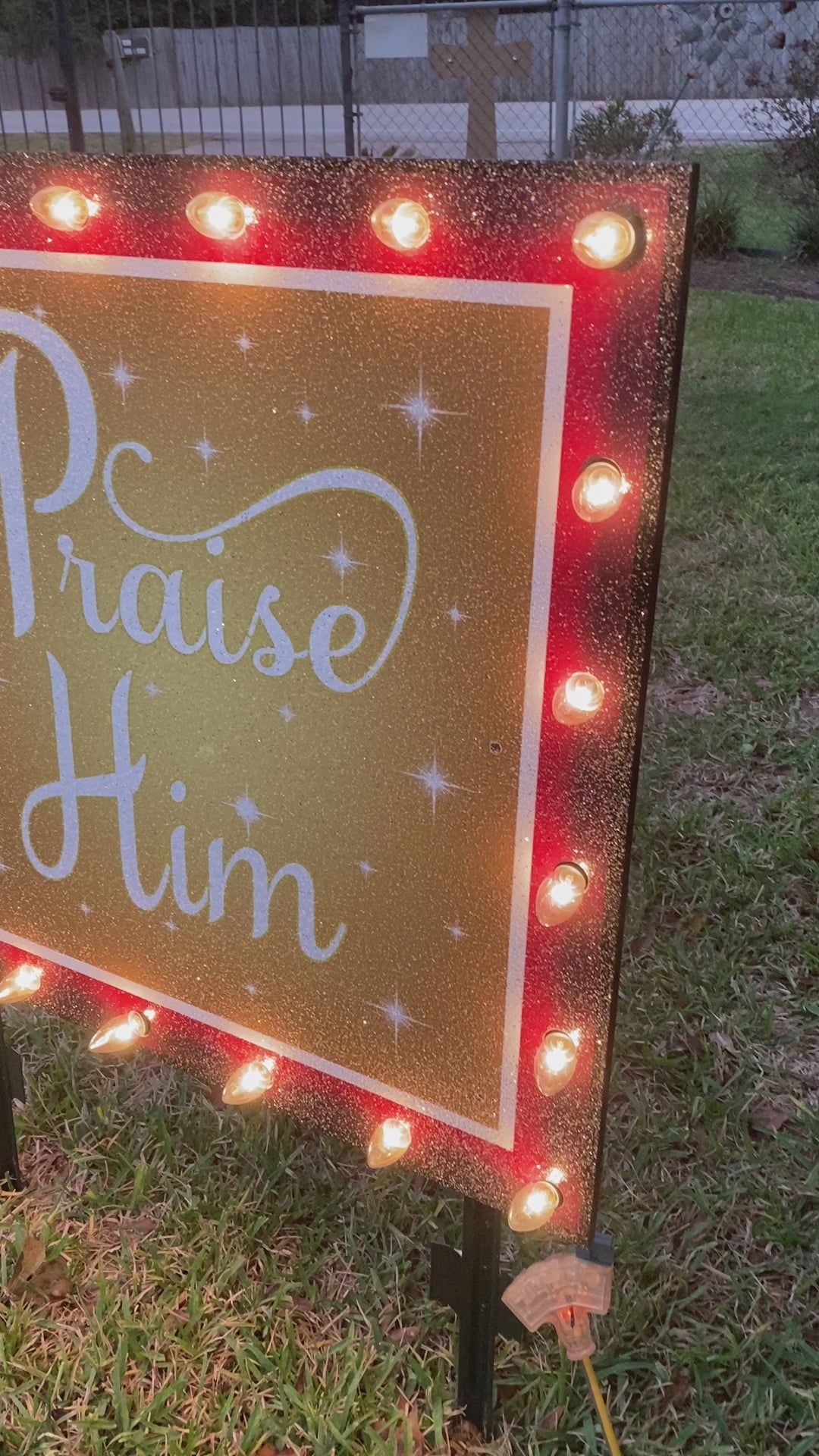 Christmas Praise Him Lighted Yard Art Decoration