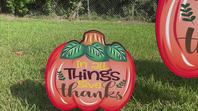 In all things give thanks fall pumpkin yard art decoration