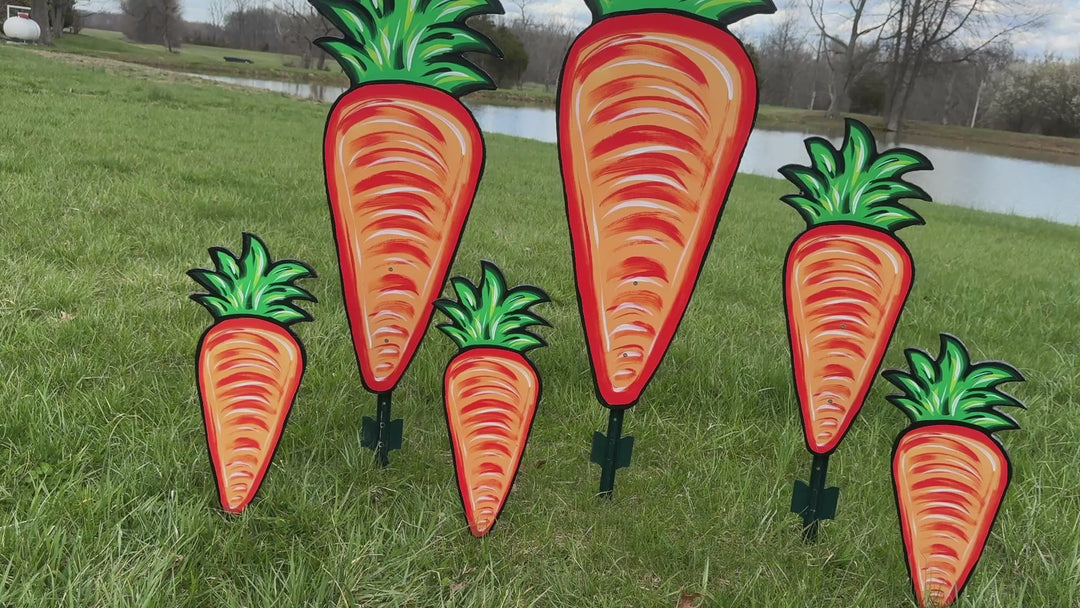 Classic Easter Carrot Yard Art Decoration yard Signs Set of 5 Carrots