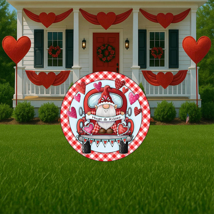 Valentines Gnome Round Truck Yard Sign