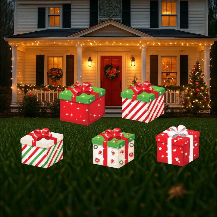 3D Box with designs Christmas Present Yard Art
