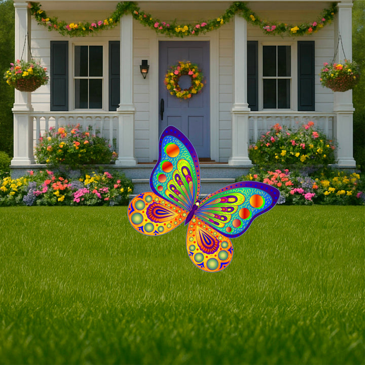 Orange and blue Colorful Butterfly yard stake signs