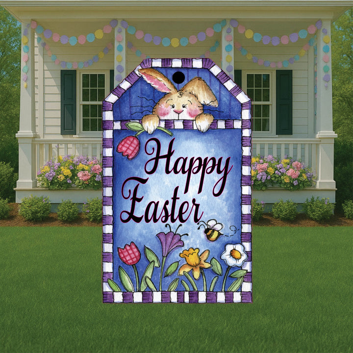Happy Easter Bunny Tag Sign Outdoor Decoration
