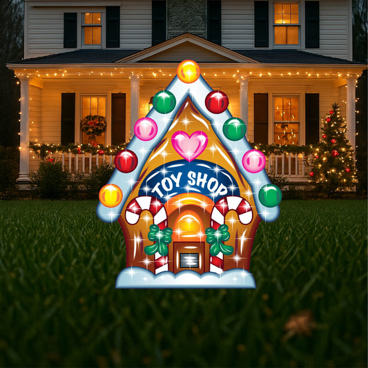 Christmas Yard Art Gingerbread Toy Shop House