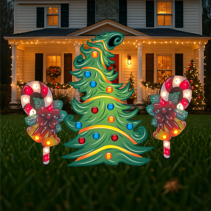 Lighted Curvy Christmas Tree Yard Decoration