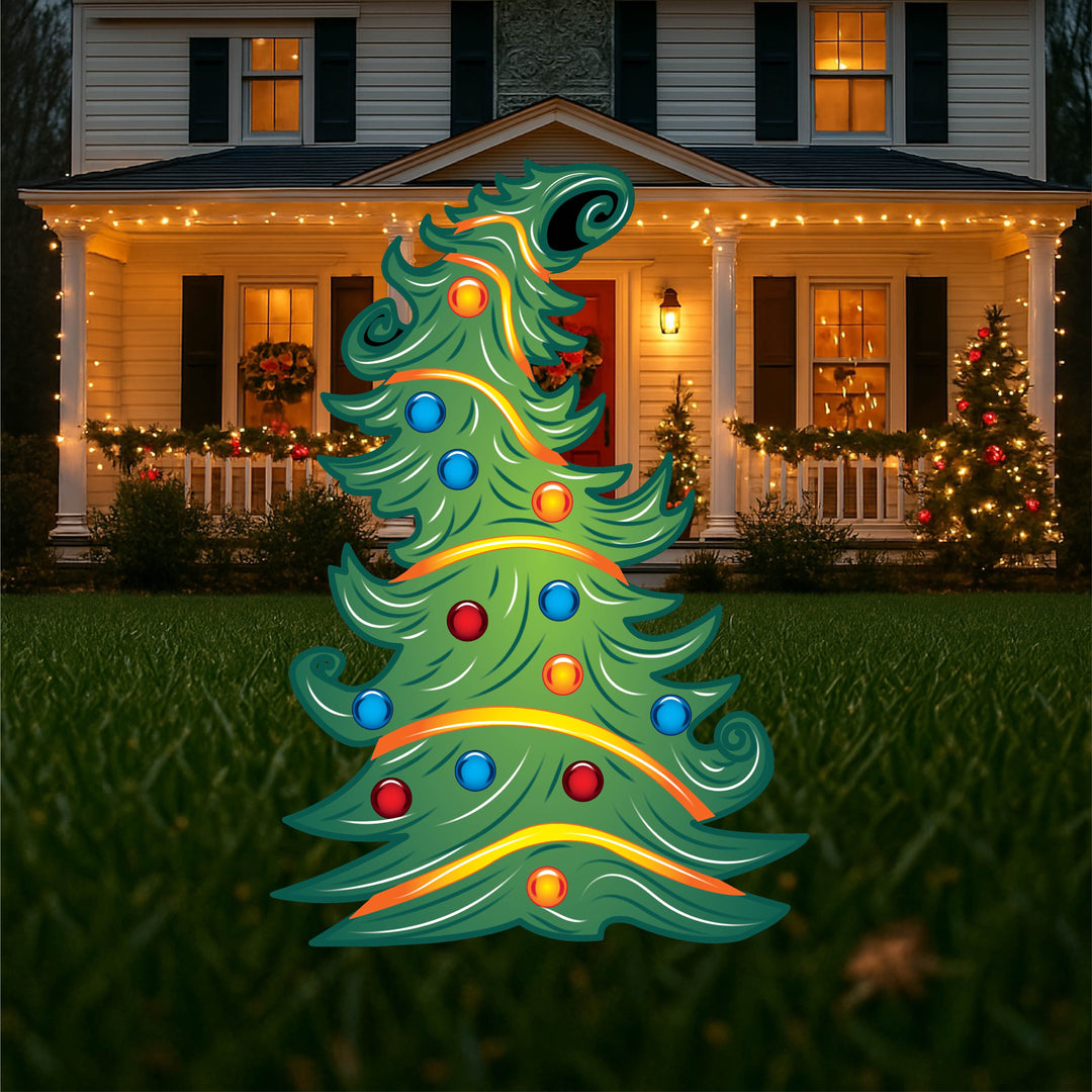 Lighted Curvy Christmas Tree Yard Decoration