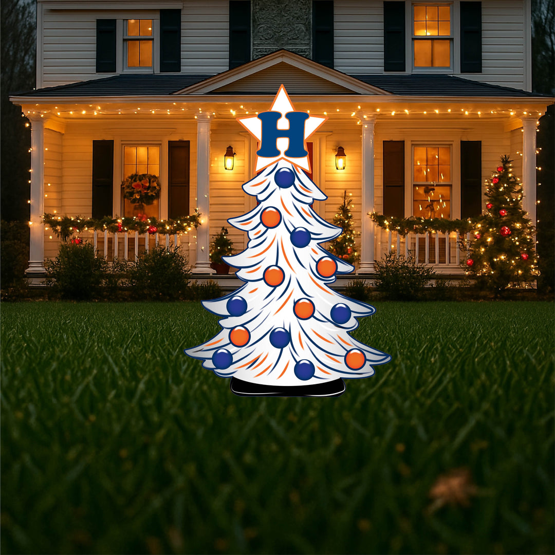 Houston Christmas Tree Yard Art with candy canes and bulbs