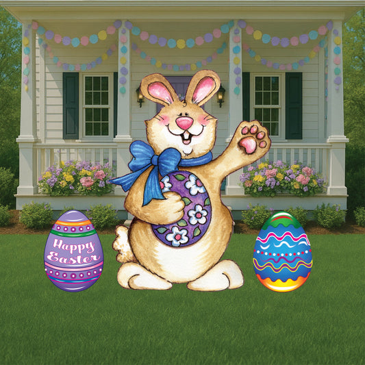 Easter bunny Waves with Egg Outdoor Decoration