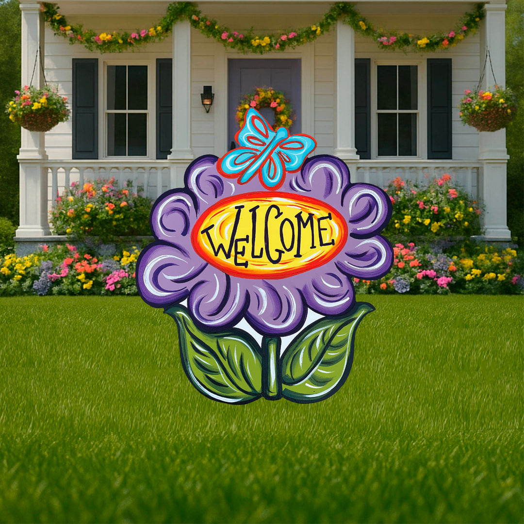 Flower with Welcome Sign Yard Decoration