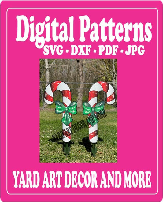 Digital Cut File for Merry Christmas Yard Art Candy Cane - SVG - DXF - PDF - JPG Files