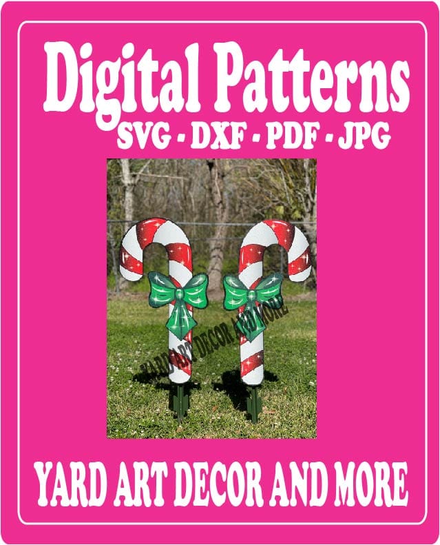 Digital Cut File for Merry Christmas Yard Art Candy Cane - SVG - DXF - PDF - JPG Files