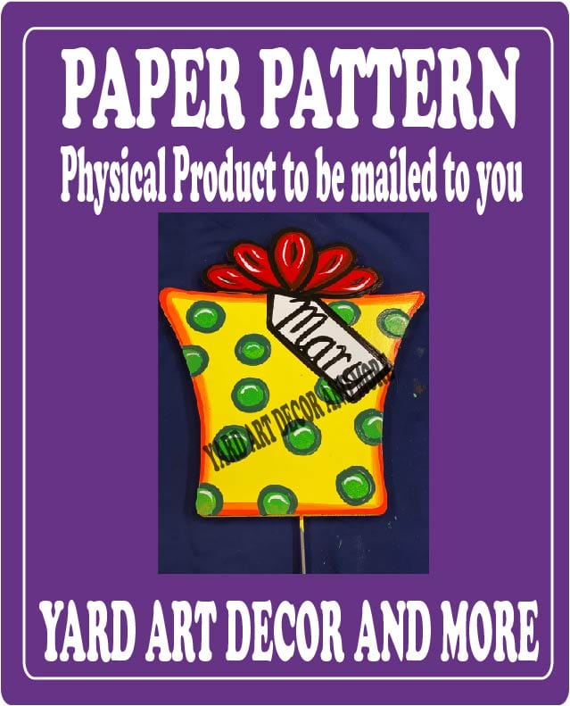 Merry Christmas Yard Art 5 Layered Striped Bow Present #2 Paper Pattern