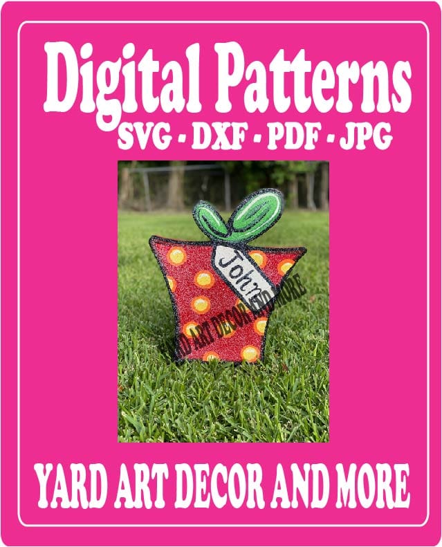 Digital Cut File for Merry Christmas Yard Art 2 Layered Bow Polka Dot Present - SVG - DXF - PDF - JPG Files