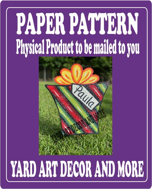 Merry Christmas Yard Art 5 Layered Striped Bow Present #1 Paper Pattern