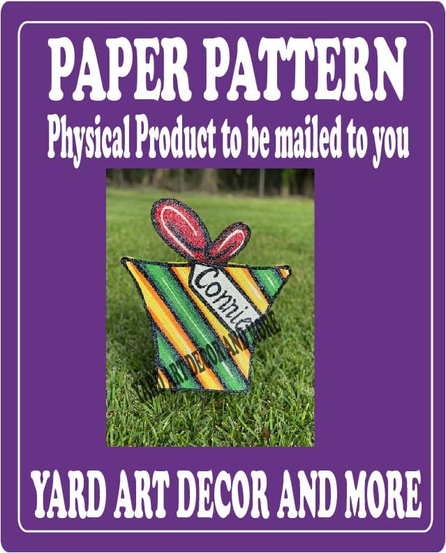 Merry Christmas Yard Art 2 Layered Striped Bow Present #4 Paper Pattern