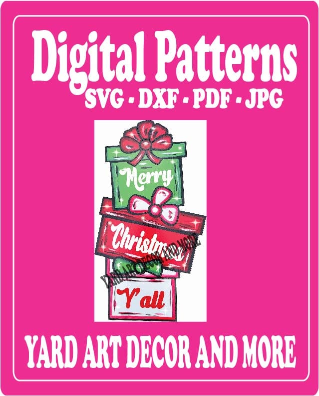 Merry Christmas Stacked Bow Presents Yard Art Digital Template