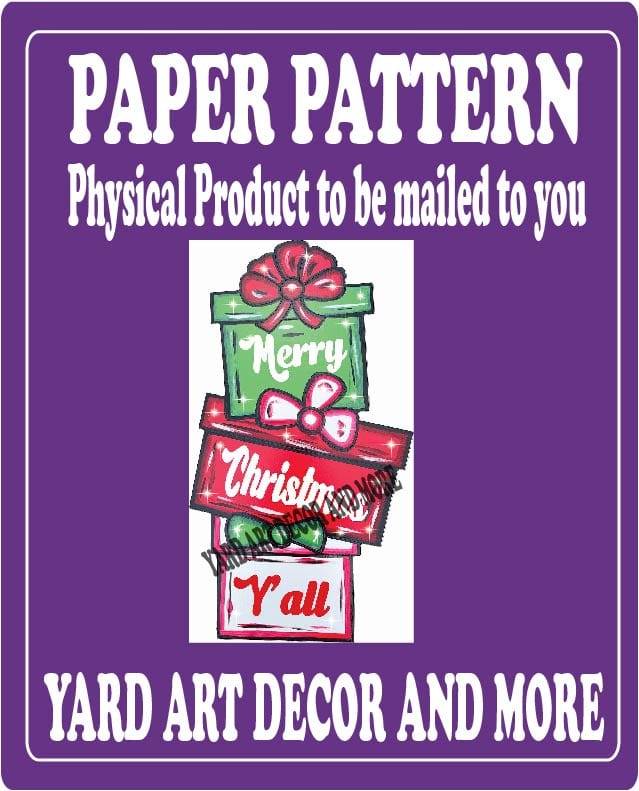 Merry Christmas Stacked Bow Presents Yard Art Paper Pattern
