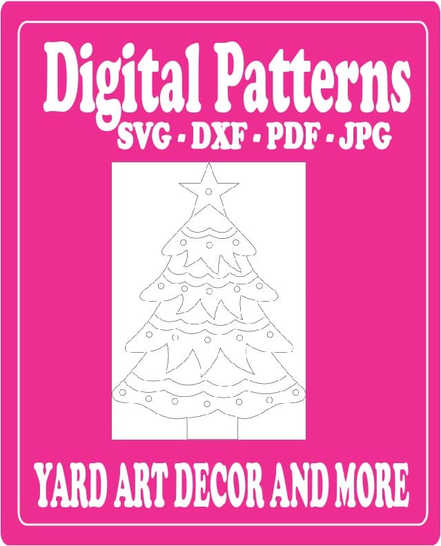 Christmas Traditional Christmas Tree with Lights Yard Art Digital Template