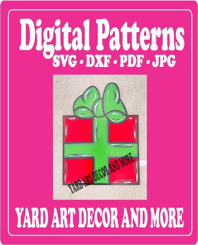 Christmas Traditional Lighted Square Present Yard Art Digital Template