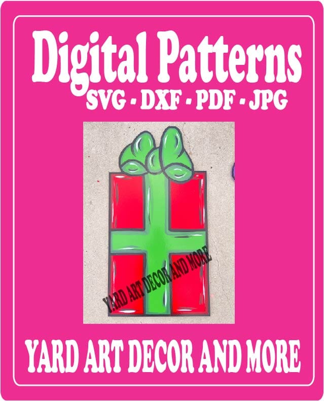 Christmas Traditional Rectangle Christmas Present Yard Art Digital Template