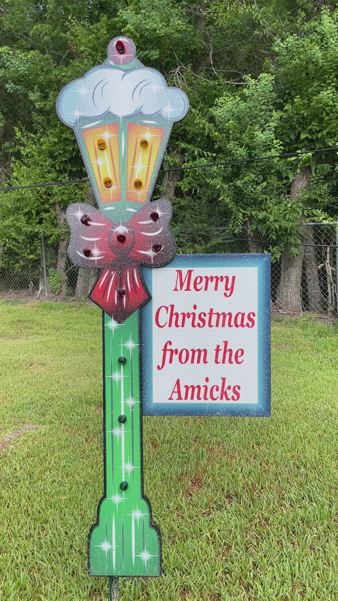 Personalized Lighted Christmas Lamp Post Sign