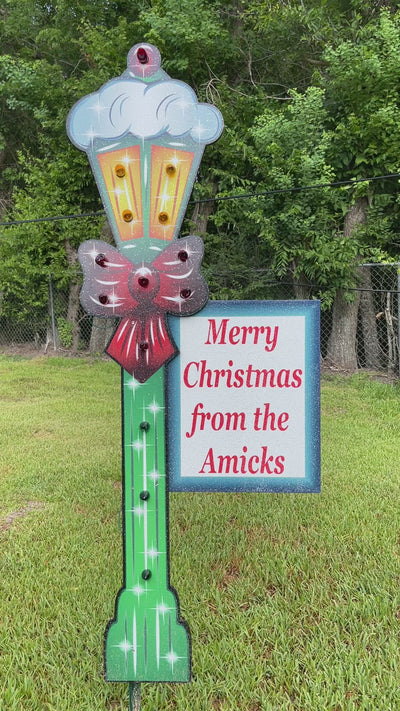 Personalized Lighted Christmas Lamp Post Sign