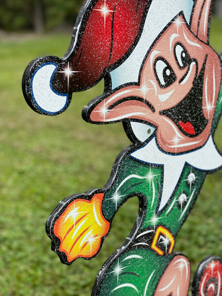 Christmas Elf Playing Football Yard Art