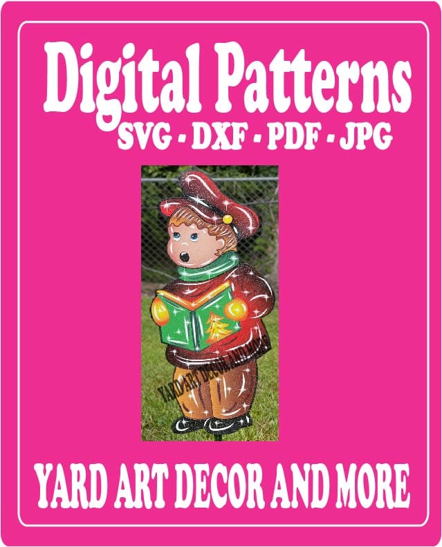 Christmas Traditional Caroling Boy Yard Art Digital Template