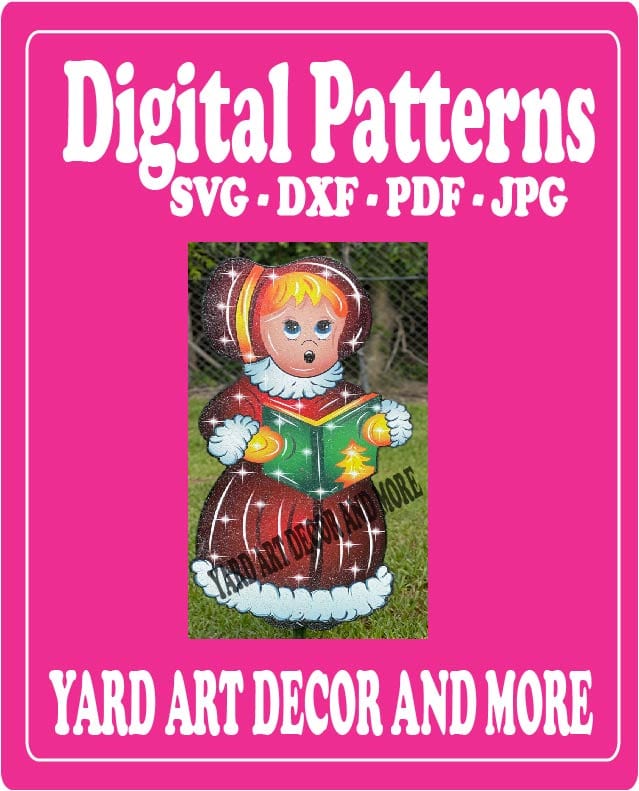 Christmas Traditional Caroling Girl Yard Art Digital Template
