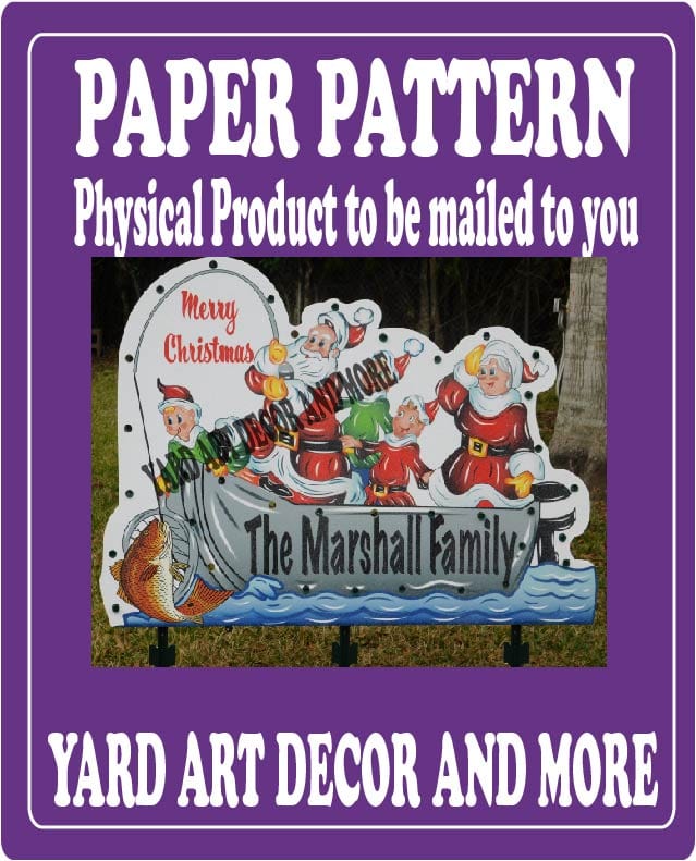 Christmas Santa and Mrs. Fishing Yard Art Paper Pattern