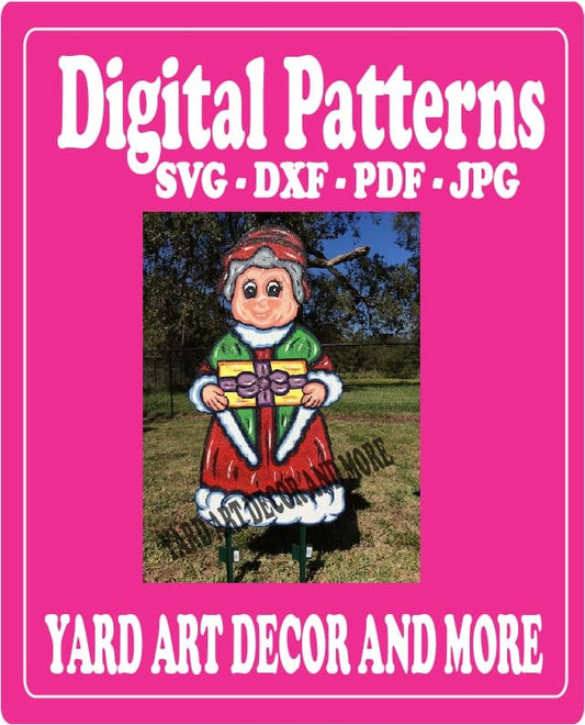 Digital Cut File for Merry Christmas Yard Art Mrs. Clause  - SVG - DXF - PDF - JPG Files