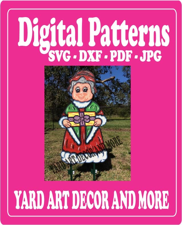Digital Cut File for Merry Christmas Yard Art Mrs. Clause  - SVG - DXF - PDF - JPG Files