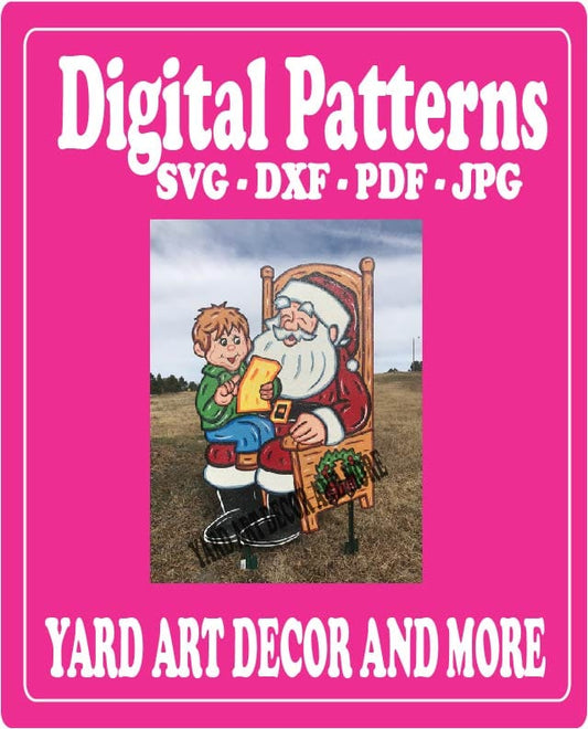 Christmas Santa  Boy on Lap Yard Art Digital Template