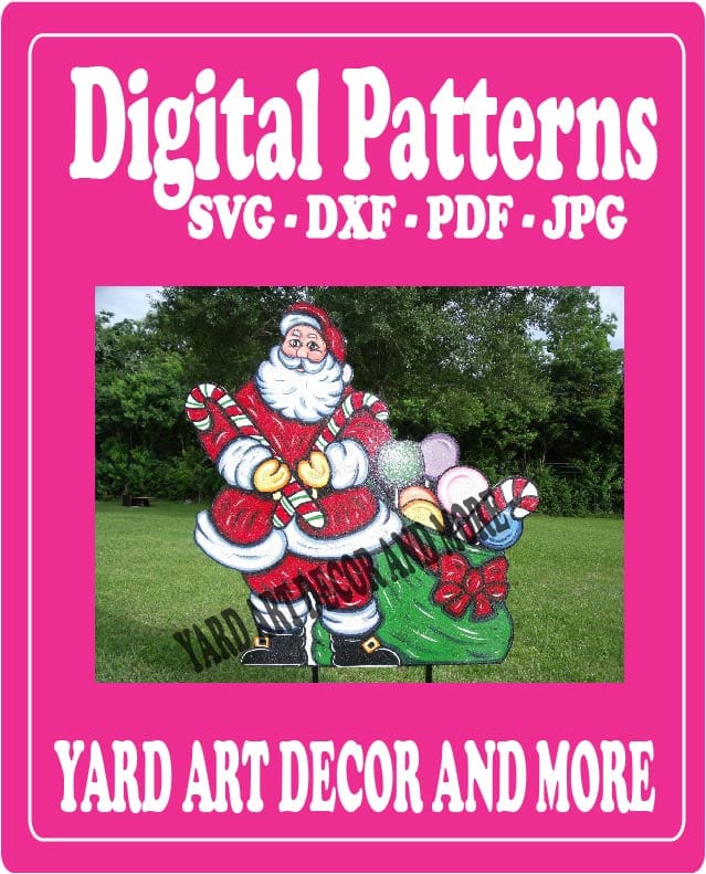 Christmas Santa Candy Canes Yard Art Digital Template