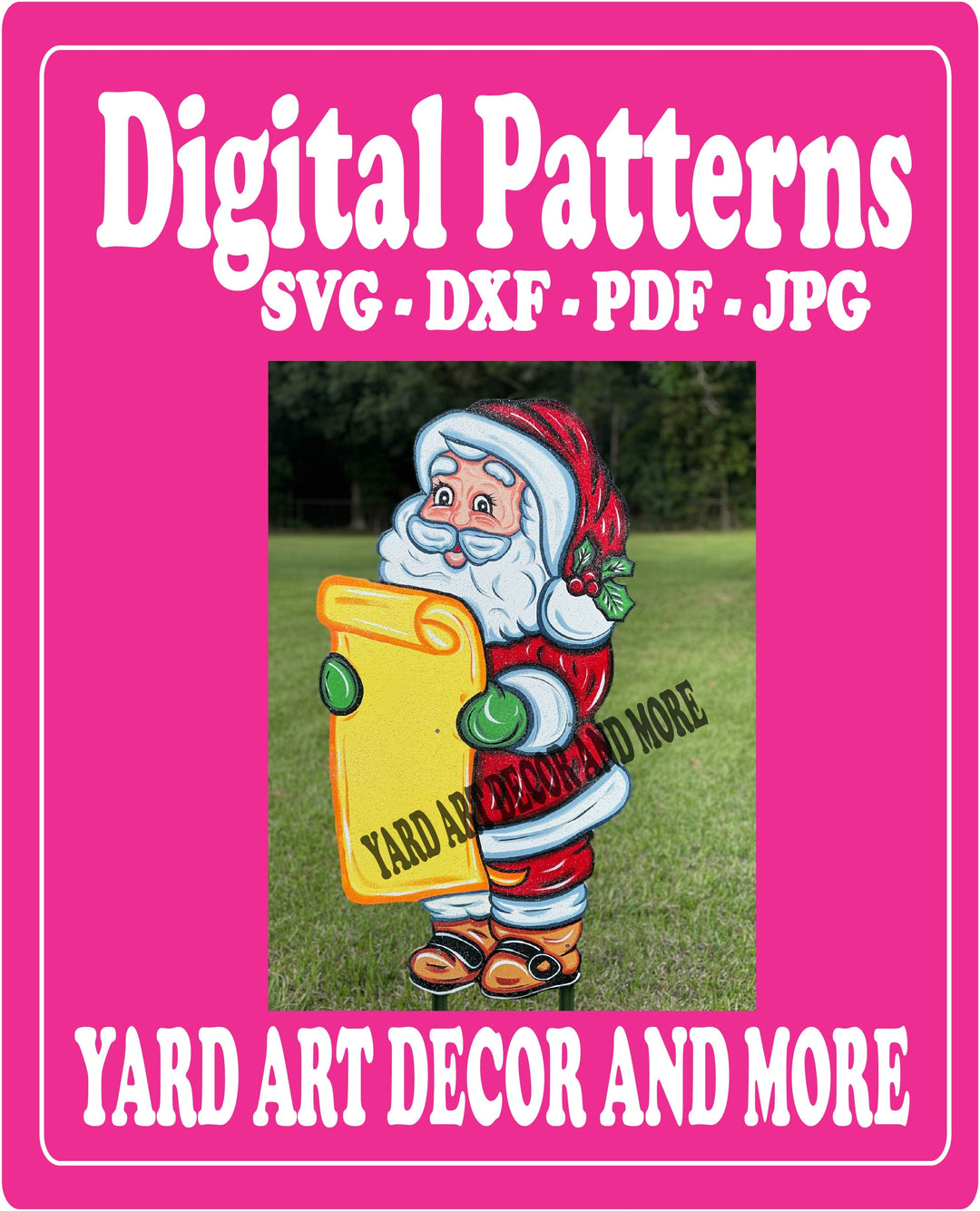 Christmas Santa with List yard art decor digital template