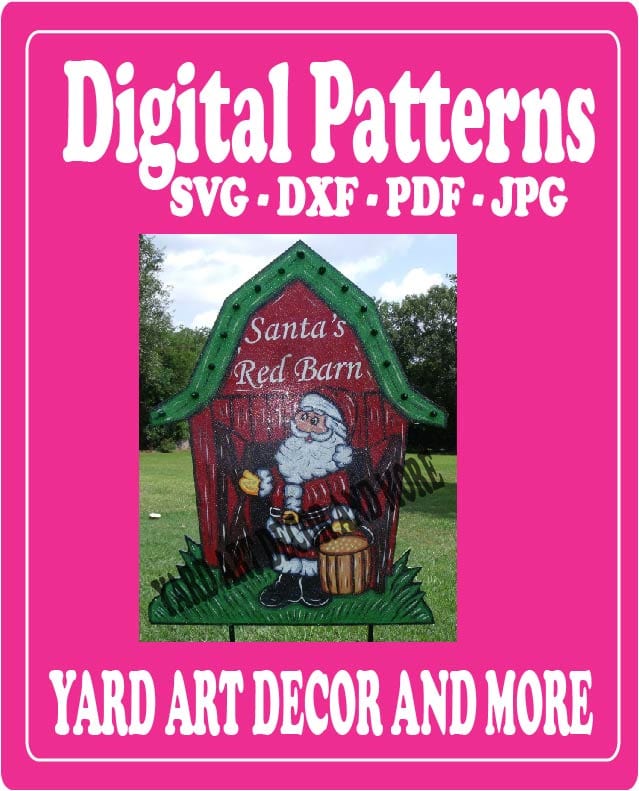 Christmas Santa Barn Yard Art Digital Template