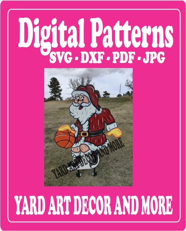 Christmas Santa Basketball Yard Art Digital Template