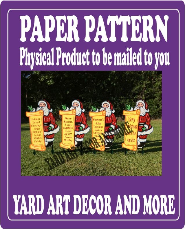 Christmas Santa with Checklist Yard Art Paper Pattern