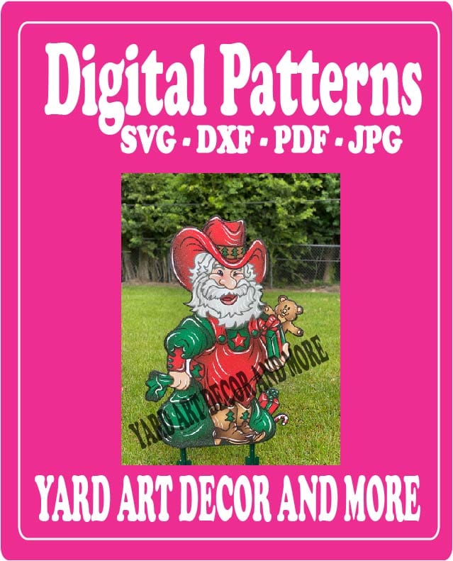 Christmas Santa Cowboy with Overalls Yard Art Digital Template