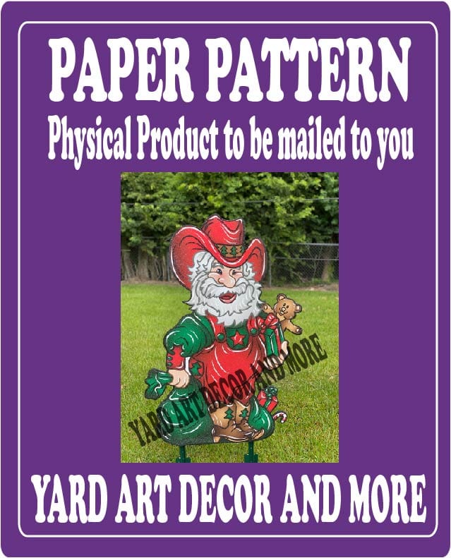 Christmas Santa Cowboy with Overalls Yard Art Paper Pattern