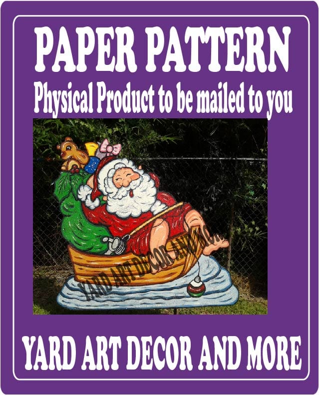 Christmas Santa Fishing Sled Yard Art Paper Pattern