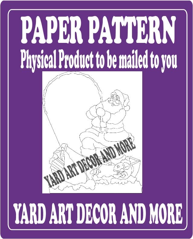 Christmas Santa Fishing Solo Yard Art Paper Pattern