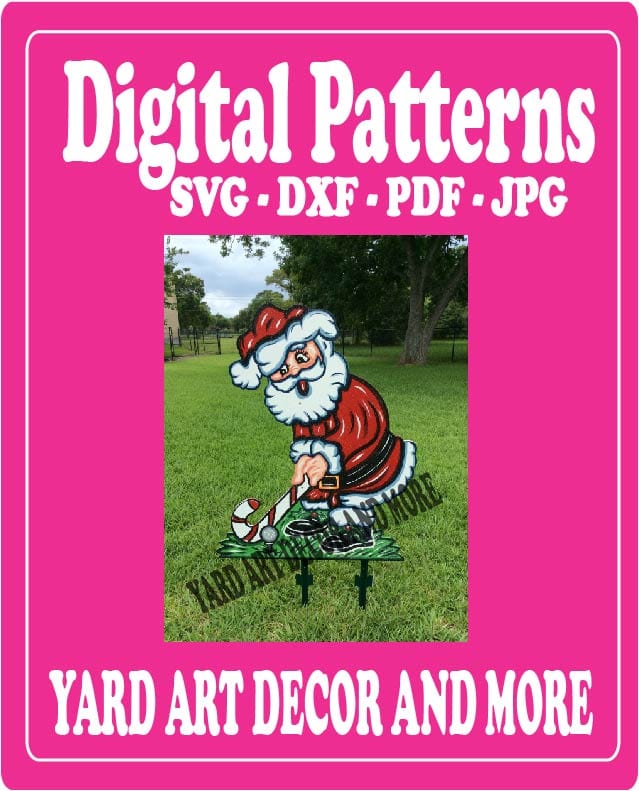 Christmas Santa Golfing Yard Art Digital Template