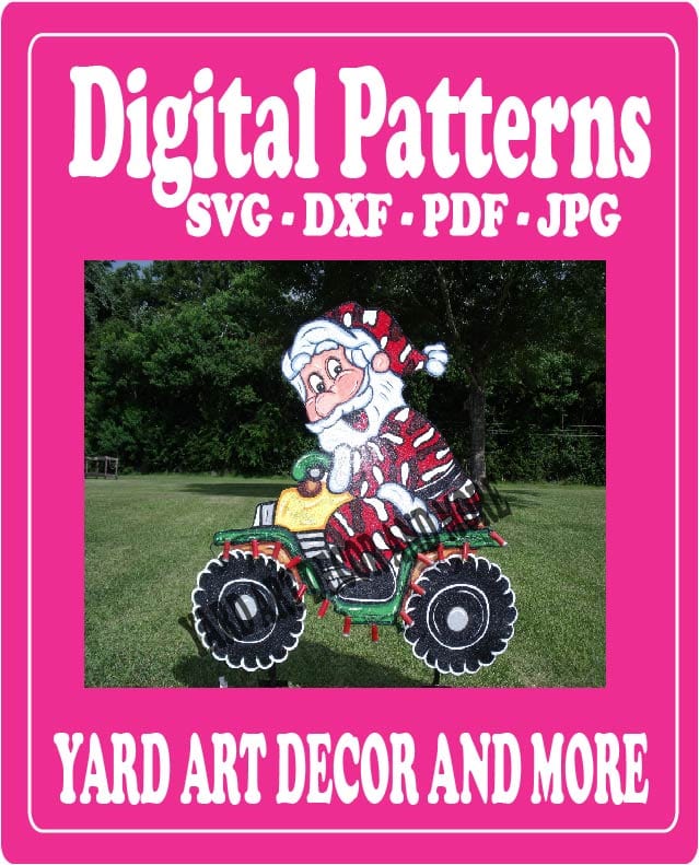 Christmas Santa Riding ATV Yard Art Digital Template