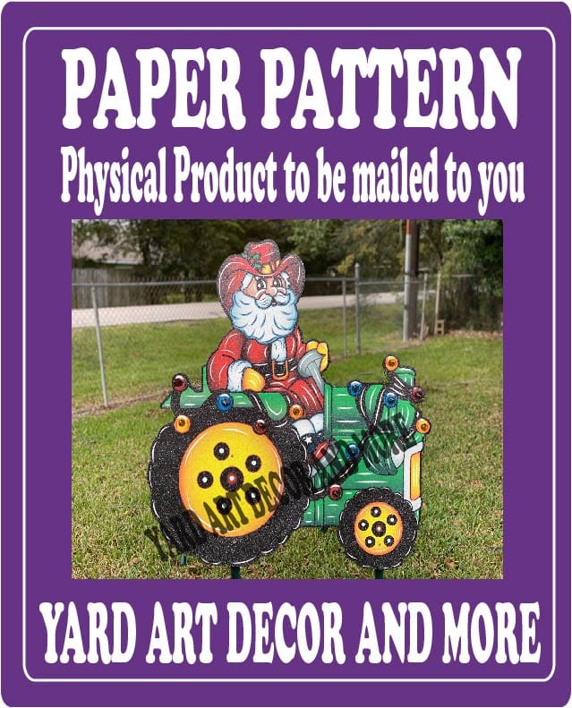 Christmas Santa Tractor Yard Art Paper Pattern