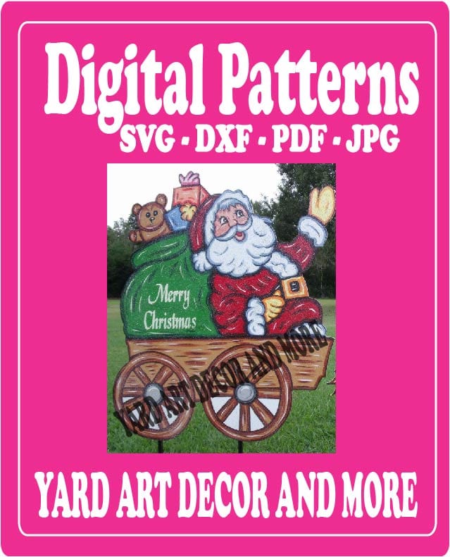 Christmas Santa Wagon Yard Art Digital Template