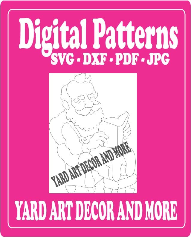 Christmas Santa Reading Yard Art Digital Template