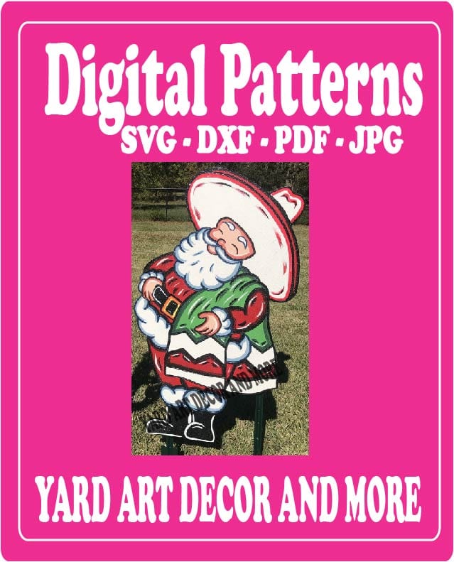 Christmas Santa Sombrero Yard Art Digital Template